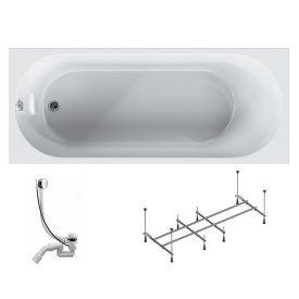 Комплект прямоугольной ванны Moxie AM.PM с фронтальной панелью акрил 170x70см
