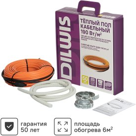 Нагревательный кабель для теплого пола DILWIS 6 м2 1140 Вт