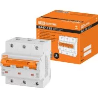 Автомат TDM ВА47-125 3Р, 80 А, 15 кА, С