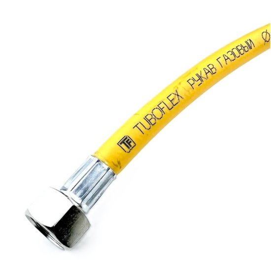 Шланг для газа ПВХ армированный Tuboflex 1/2 ВР(г) х 1/2 ВР(г) 80 см желтый