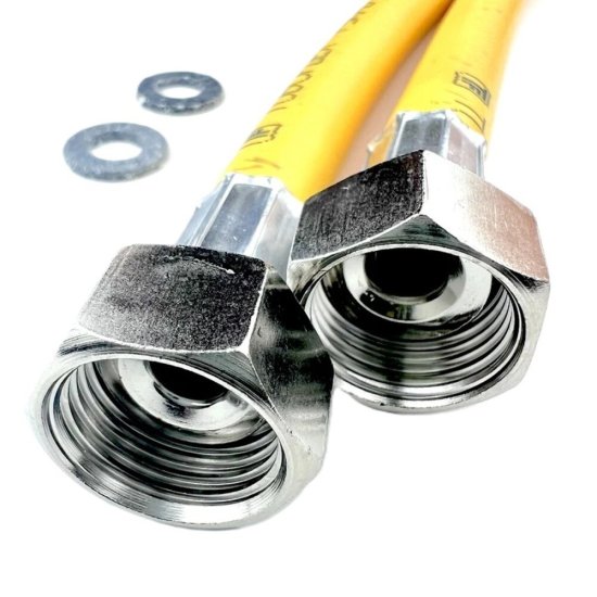 Шланг для газа ПВХ армированный Tuboflex 1/2 ВР(г) х 1/2 ВР(г) 80 см желтый