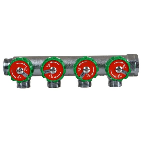 Коллектор Terma 3/4 ВР(г) х 4 выхода 1/2 НР(ш) х 3/4 НР(ш) регулируемый (14021)