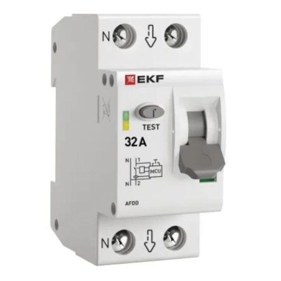Устройство защиты от дугового пробоя EKF PROxima 32-pro 2P 32А 230 В на DIN-рейку (afdd-2-32-pro)