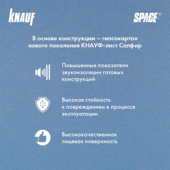 Система звукоизоляции для облицовки стен Knauf Space Комфорт 55 мм 9 кв.м