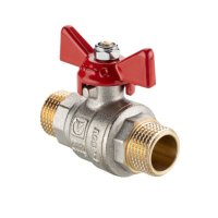 Кран шаровой латунный Valtec Base-ГОСТ 3/4 НР(ш) х 3/4 НР(ш) полнопроходной бабочка прямой (VT.219S.N.05)