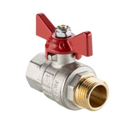 Кран шаровой латунный Valtec Base-ГОСТ 1/2 ВР(г) х 1/2 НР(ш) полнопроходной бабочка прямой (VT.218S.N.04)