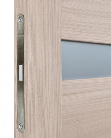 Дверь межкомнатная со стеклом Акация 60x200 см Hardflex цвет бежевый с замком и петлями