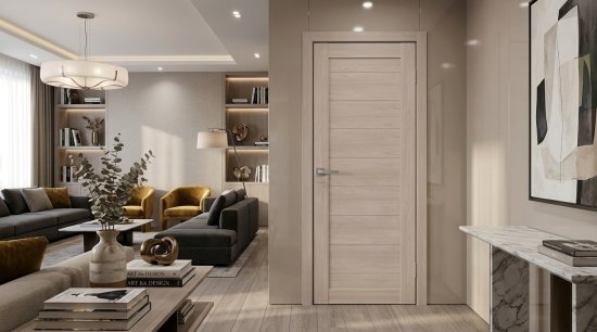 Дверь межкомнатная глухая Акация 60x200 см Hardflex цвет бежевый с замком и петлями