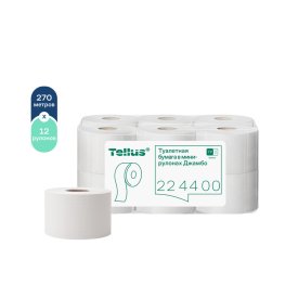 Туалетная бумага Tellus ТР-2 Баланс в мини-рулонах Джамбо 270 м (12 шт.) (224400)