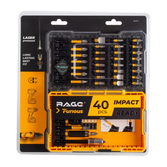 Набор бит ударных магнитных Rage Furious 554260, 40 шт.