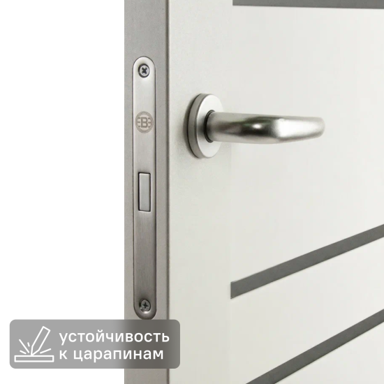Дверь межкомнатная со стеклом Паудер 80x200 см Hardflex цвет белый с замком и петлями