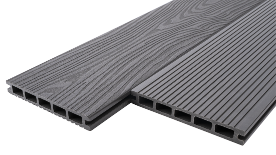 Террасная доска ДПК T-Decks цвет Серый 4000x150x20 мм двусторонний вельвет 0.45 м²