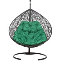 Кресло подвесное искусственный ротанг BiGarden черное 1950х135х700 мм с подушкой (GeminiBlackG)
