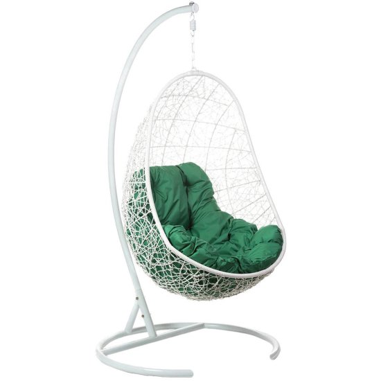 Кресло подвесное искусственный ротанг BiGarden белое 1950х100х700 мм с подушкой (Easy White G)