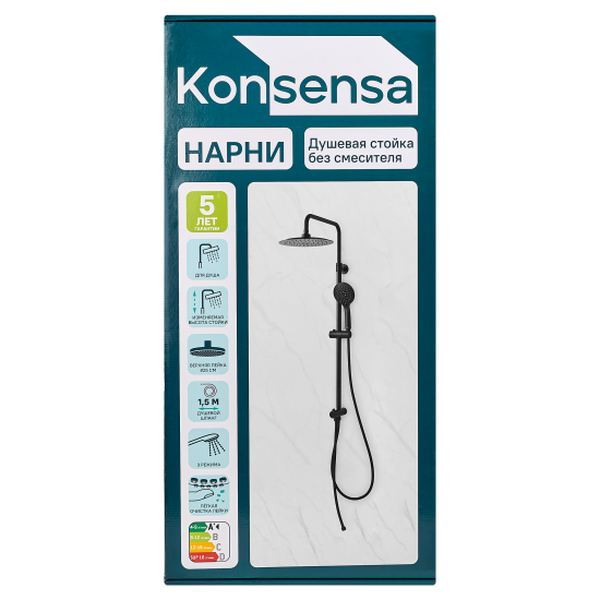 Душевая система KONSENSA Нарни 821372PC 3 режима цвет черный матовый