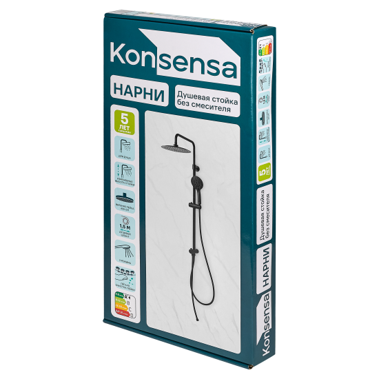 Душевая система KONSENSA Нарни 821372PC 3 режима цвет черный матовый