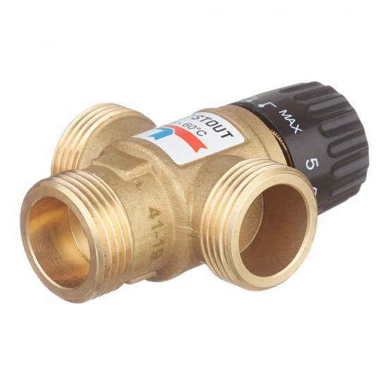 Клапан термостатический Stout подмешивающий 1 НР(ш) для отопления и ГВС 35-60 °С KVs 1,6 (SVM-0120-166025)