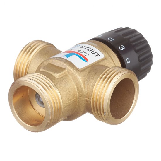 Клапан термостатический Stout подмешивающий 1 НР(ш) для отопления и ГВС 20-43 °С KVs 1,6 (SVM-0120-164325)