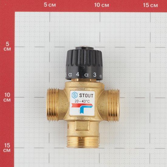 Клапан термостатический Stout подмешивающий 1 НР(ш) для отопления и ГВС 20-43 °С KVs 1,6 (SVM-0120-164325)