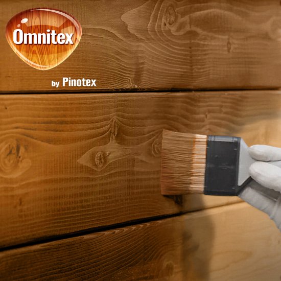 Защитно-декоративный антисептик лессирующий Omnitex Classic Plus полуматовый тик 9 л