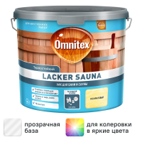 Лак акриловый Omnitex Lacker Sauna 20 полуматовый бежевый 2.7 л