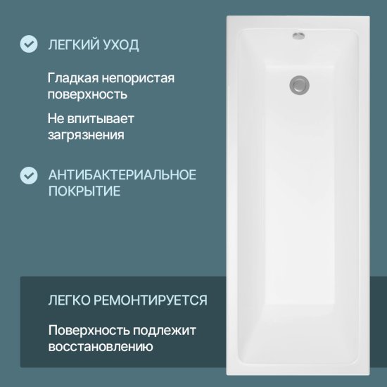 Комплект ванны с каркасом Aquatek Терра и сифоном 180x80 см
