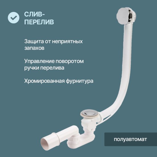 Комплект ванны с каркасом Aquatek Терра и сифоном 160x70 см