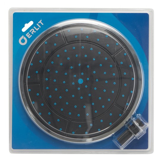 Лейка для верхнего душа Erlit d240 мм 1 режим пластик черная (9911088002)