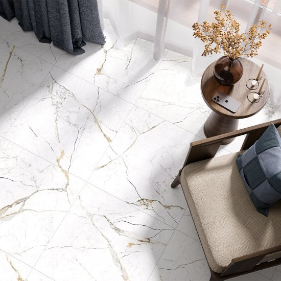 Керамогранит Alma Ceramica Рок Лайн белый 600х600х9 мм (5 шт.=1,8 кв.м)
