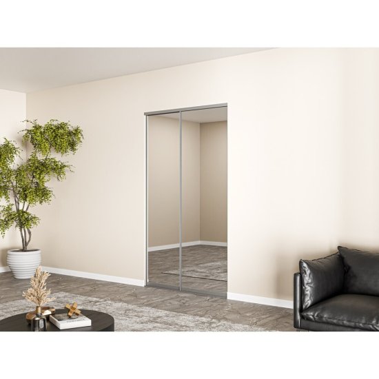 Дверь-купе 883x2452 мм зеркало/серебро Elegant