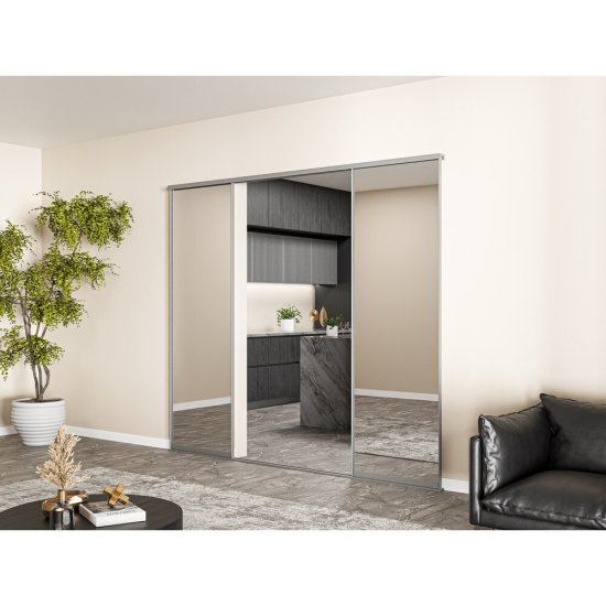 Дверь-купе 883x2452 мм зеркало/серебро Elegant