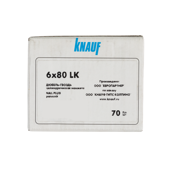 Дюбель-гвоздь грибовидный Knauf PDG LK 6x80 мм нейлон 70 шт.