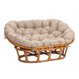 Диван садовый с подушкой из ротанга TetСhair Mamasan коньячный/меланж 1690х1020х800 мм (25869)