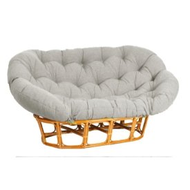 Диван садовый с подушкой из ротанга TetСhair Mamasan медовый/серо-бежевый 1690х1020х800 мм (25286)