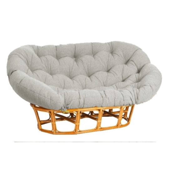 Диван садовый с подушкой из ротанга TetСhair Mamasan медовый/серо-бежевый 1690х1020х800 мм (25286)