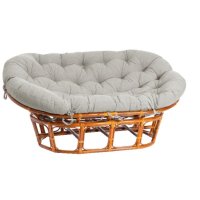 Диван садовый с подушкой из ротанга TetСhair Mamasan коньячный/серо-бежевый 1690х1020х800 мм (25285)
