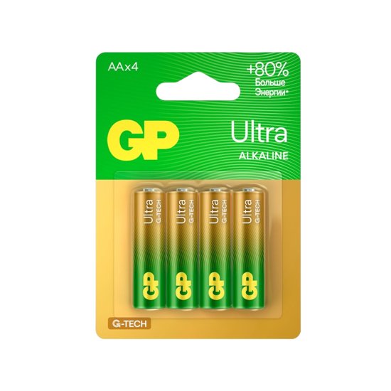 Батарейка GP Batteries Ultra Alkaline G-Tech LR6 1,5 В пальчиковая (4 шт.) (GP 15AUA21-2CRSBC4)