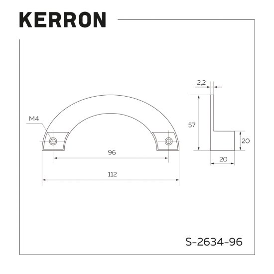 Мебельная ручка-скоба Kerron S-2634-96 96 мм хром