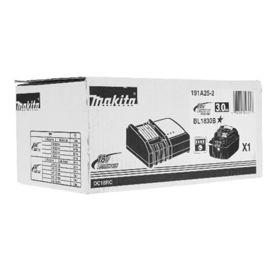 Аккумулятор Makita LXT 18В 3Ач Li-Ion с зарядным устройством в комплекте (191A25-2)