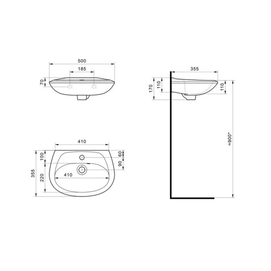 Комплект раковина с пьедесталом Santek Бриз 50 см белая (1WH110451/1WH110595)
