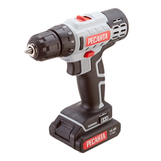 Дрель-шуруповерт аккумуляторная Ресанта ДА-14-2ЛК 14 В 2 Ач Li-Ion 2 АКБ иЗУ (75/14/4)