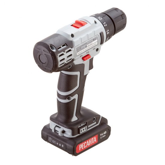 Дрель-шуруповерт аккумуляторная Ресанта ДА-14-2ЛК 14 В 2 Ач Li-Ion 2 АКБ иЗУ (75/14/4)