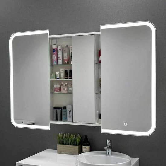 Зеркальный шкаф Alavann Cosmetic 80х80х16 см с подсветкой белый