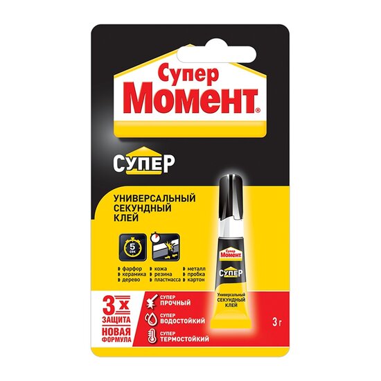 Клей Супер Момент на блистер-карте в шоу-боксе (3 г)