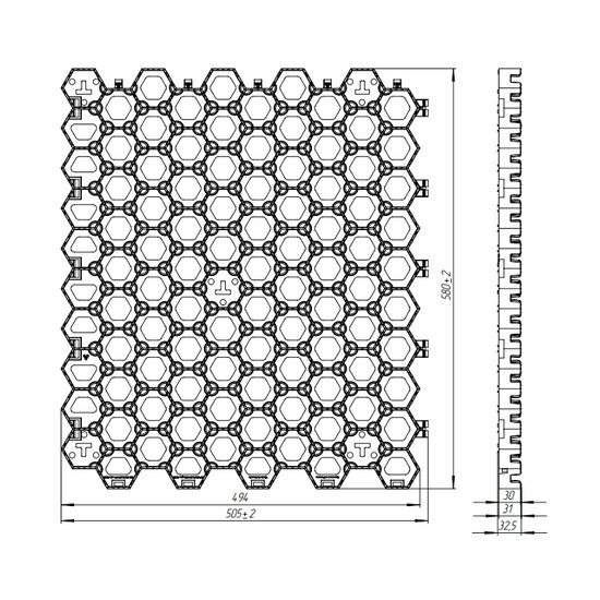 Решетка газонная Standartpark Hexarm пластиковая, черная (580х494х30 мм)