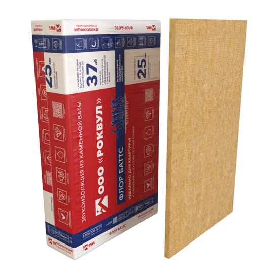 Утеплитель Rockwool Флор Баттс, 1000х600х25 мм (8 шт)