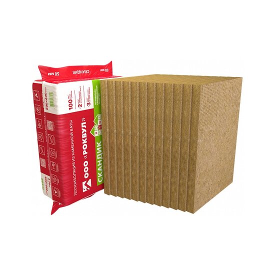 Утеплитель Rockwool Лайт Баттс Скандик, 800х600х50 мм (12 шт)