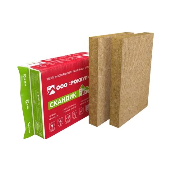 Утеплитель Rockwool Лайт Баттс Скандик, 800х600х100 мм (6 шт)