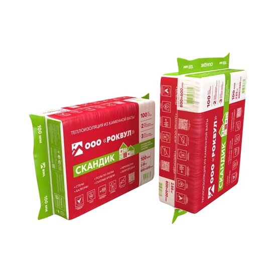 Утеплитель Rockwool Лайт Баттс Скандик, 800х600х100 мм (6 шт)
