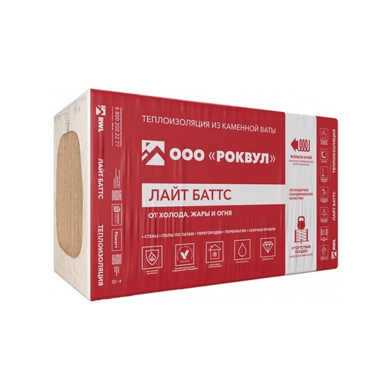Утеплитель Rockwool Лайт Баттс, 1000х600х100 мм (5 шт)